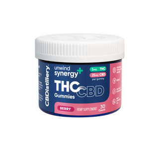 CBD Unwind THC & CBD Gummies - CBDistillery - 5mg Delta-9 THC + 25mg CBD - 30 count