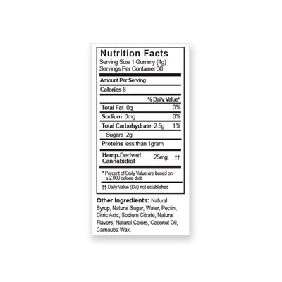 CBD Isolate Vegan Gummies - NAYSA - 25mg - 30 count - nutrition