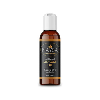 Naysa all natural massage oil bottle on a white background
