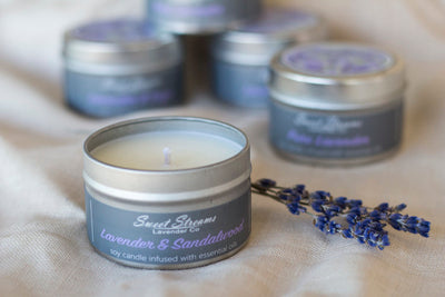 Sweet Streams Lavender Co. Lavender & Sandalwood Candle in metal tin- 6oz